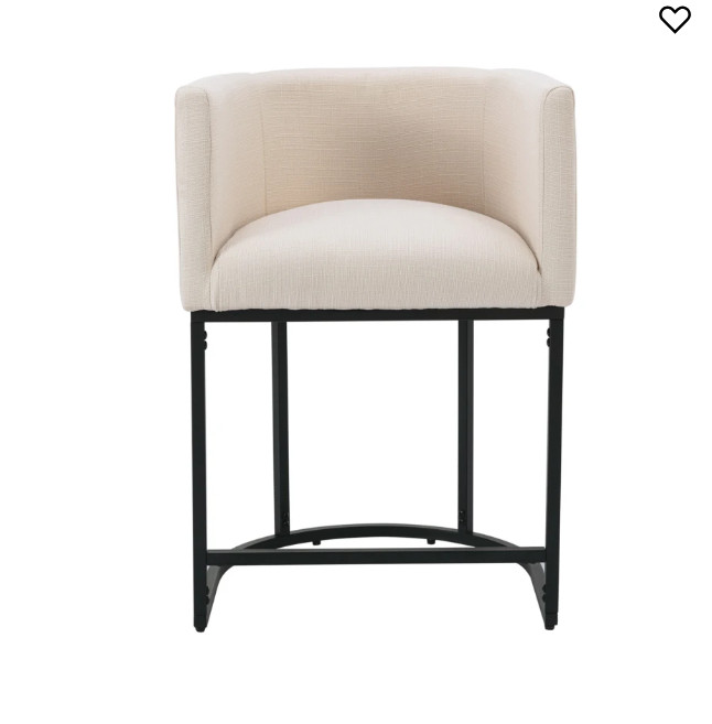 DAYALANE Vintle Bar & Counter Stool - Linen Cream - Black Leg - 24'' NEW gallery