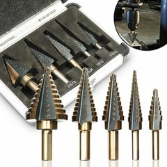 HSS 5PCS Titanium Step Drill Bit Set W Automatic Center Punch High Speed Steel