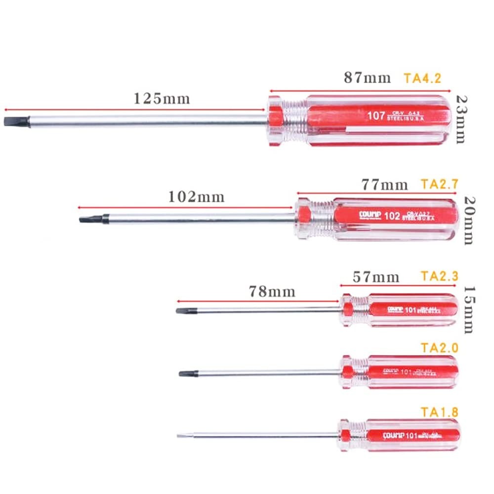 Fongmore 5 Pcs Triangle Head Magnetic Screwdrivers Set 1.8mm 2.0mm 2.3mm Red gallery