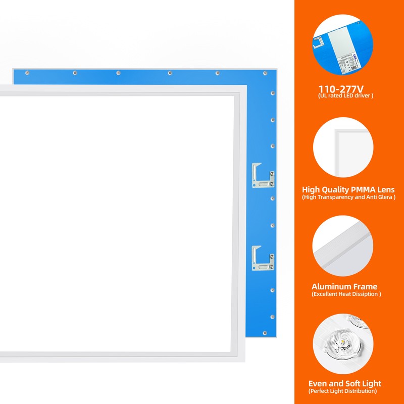 2x2 Led Flat Panel Light 5000k Daylight Edgelit 45w/5400lumens Dimmable 2x2ft gallery