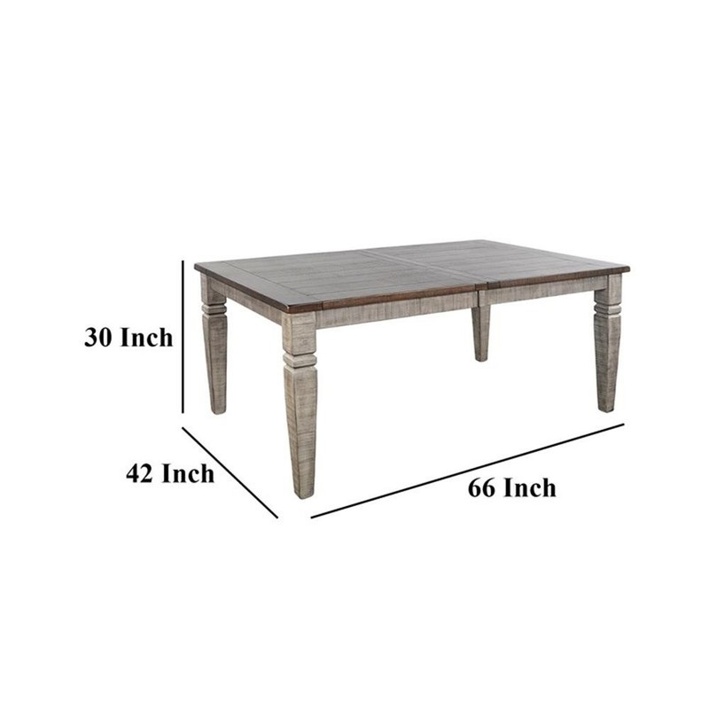 Pemberly Row Dining Table Extendable 66 to 90" in Dark Brown Gray Mahogany Wood gallery