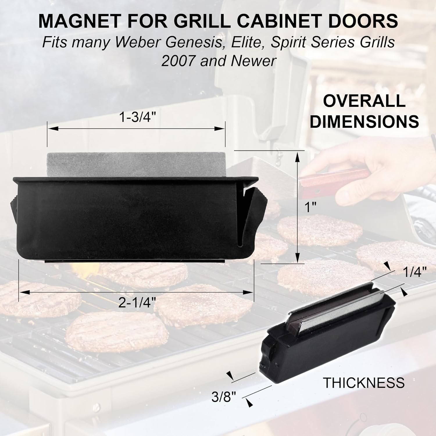 Replacement Magnet fits Weber & Napoleon Grill Cabinet Doors, Compatible with Ma gallery