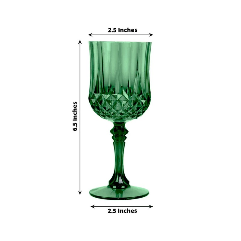 HUNTER GREEN 6 Plastic 8 oz Crystal Cut Goblets WINE GLASSES Party Events gallery