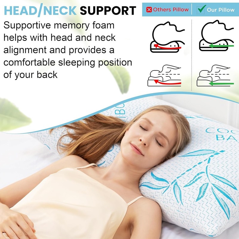 Adjustable Bamboo Bed Pillow, Cool Bamboo Sleeping Pillow, Shredded Memory Foam gallery