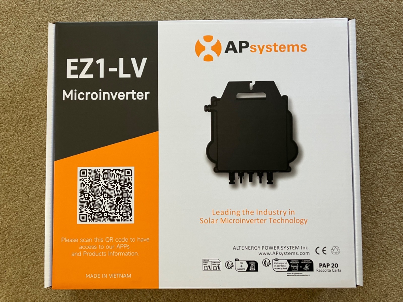 APSystems 120v EZ1-LV Plug-in Balcony Solar Microinverter with Power Cord gallery