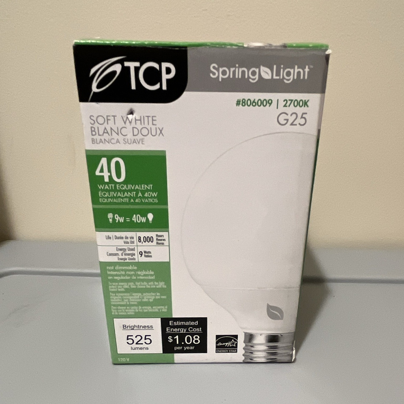 TCP SpringLight G25 Globe 9W CFL 2700K Soft White 525 Lumens UL 806009 gallery