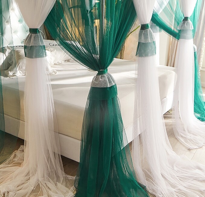 Double Layers Mosquito Net Bed Netting Embroidered Bed Curtain Drapes With Tubes gallery