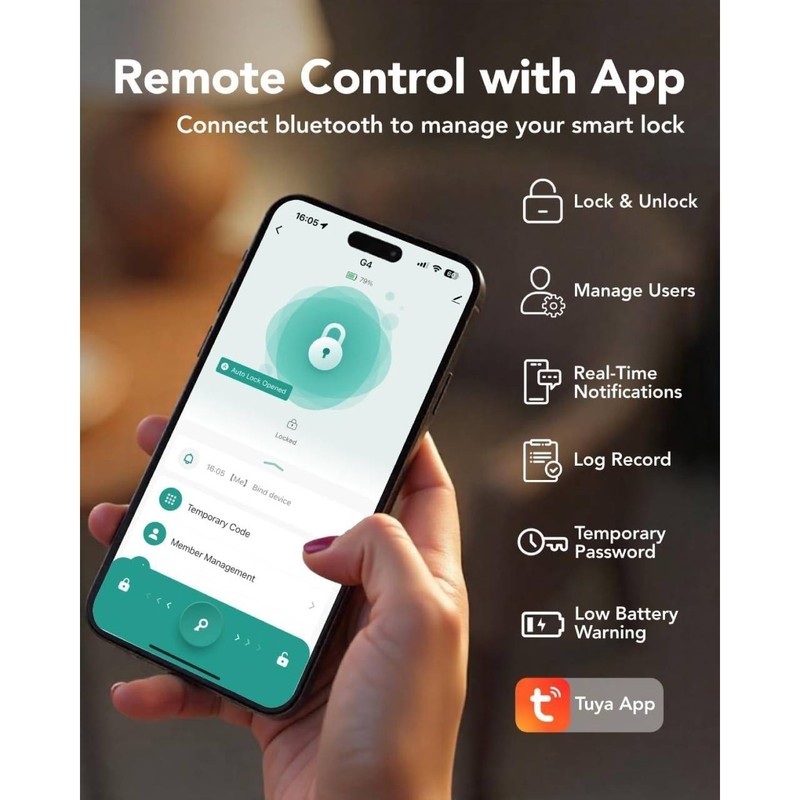 Smart Door Lock, Keyless Entry Deadbolt Bluetooth/Wi-Fi, Touchscreen App Control gallery