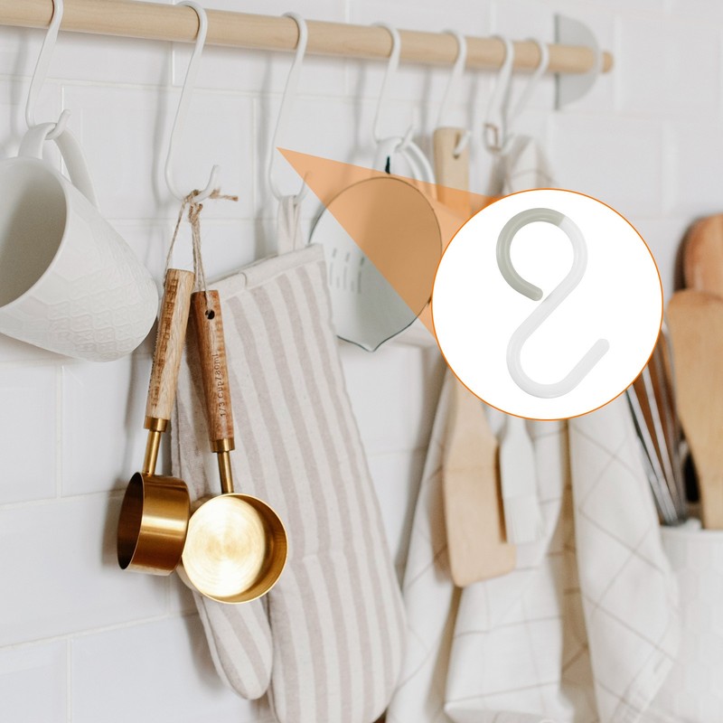 3pcs S Hooks 3.5" Plastic Hanging S Shaped Hooks Large Closet Rod Hooks White gallery