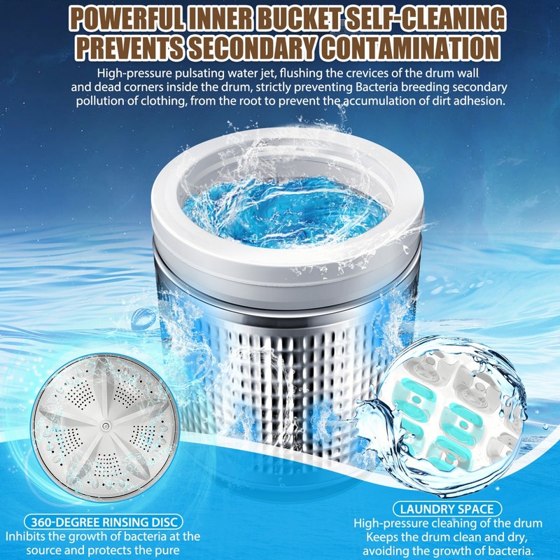Full Automatic Washing Machine 20Lbs Compact Laundry Washer with Drain Pump New gallery