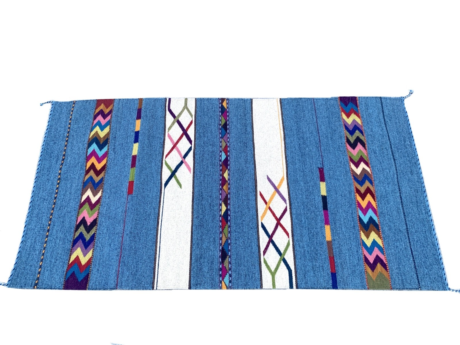 Hand Woven Zapotec Wool Rug, Geometric Tapestry 30x61 Inches gallery