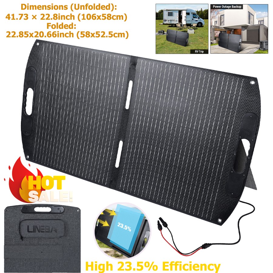 100W Portable Foldable Solar Panel Self-supporting For Outdoor Camping Van Trip gallery