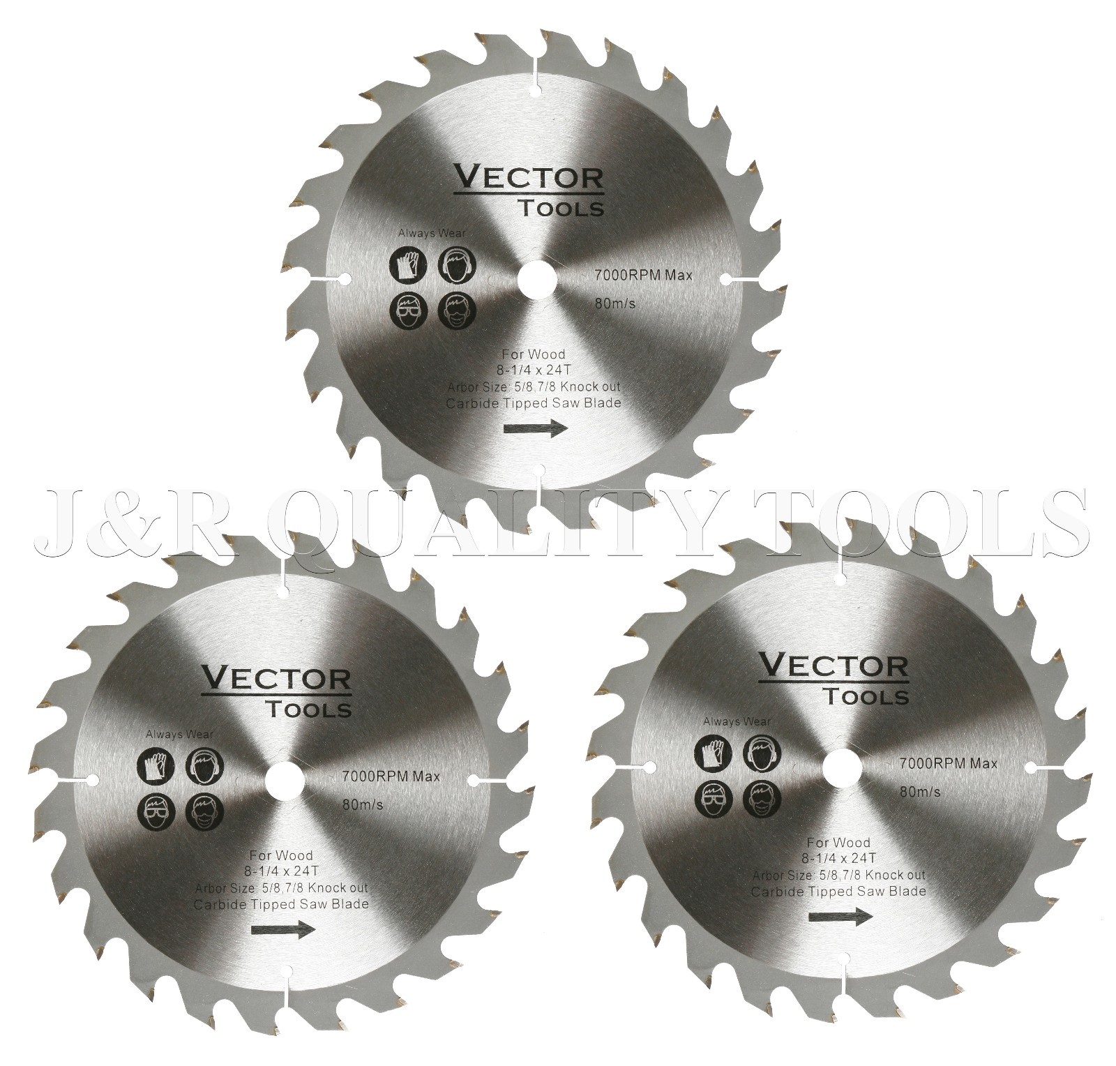 3 PACK 8-1/4 VECTOR TOOLS CIRCULAR MITER SAW BLADES CARBIDE TIP 24T gallery