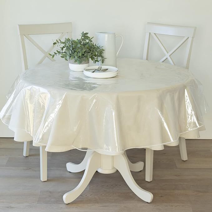 Tablecloth Protector Crystal Clear Vinyl (70" Round) | Thick, Durable Clear x 2 gallery