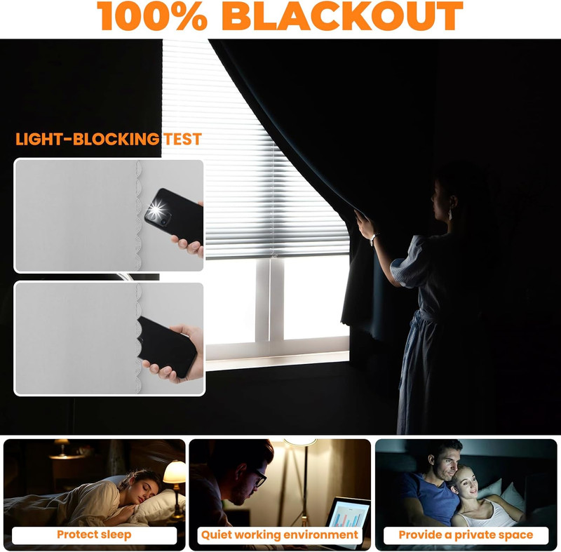 Autohesion Curtains for Windows,Bedroom Blackout Curtains for - Thermal Lnsulate gallery