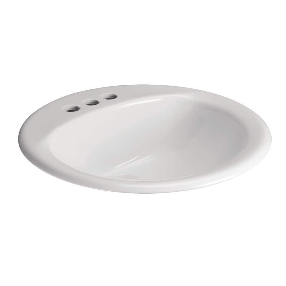 Glacier Bay 19in Drop In Round Bathroom Sink White 4in Centerset China gallery
