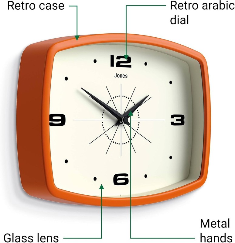 Movie Wall Clock | Rectangular Retro Clock | 10 inch | Orange | Cool gallery
