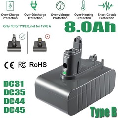 Type-B 8.0Ah Battery for Dyson DC31 DC34 DC35 DC44 DC45 DC46 DC55 DC56 Battery