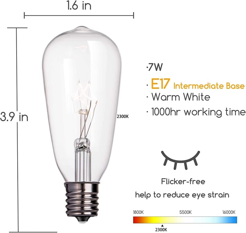 24-Pack Edison Replacement Light Bulbs,7W E17 Screw Base ST40 Replacement Clear gallery