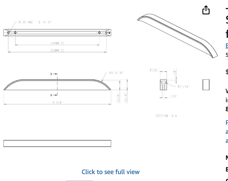 Jeffrey Alexander ELARA Pull 484-192224SN (QTY 15) fits 192mm & 224mm cc gallery