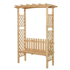 Fir Wood Garden Arbor Bench Pergola 2-Seat for Climbing Plants Natural
