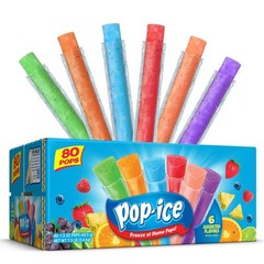 Pop-Ice Assorted Fruit Freezer Ice Pops, Gluten-Free Frozen Snack, 1.5 oz, 80 Ct