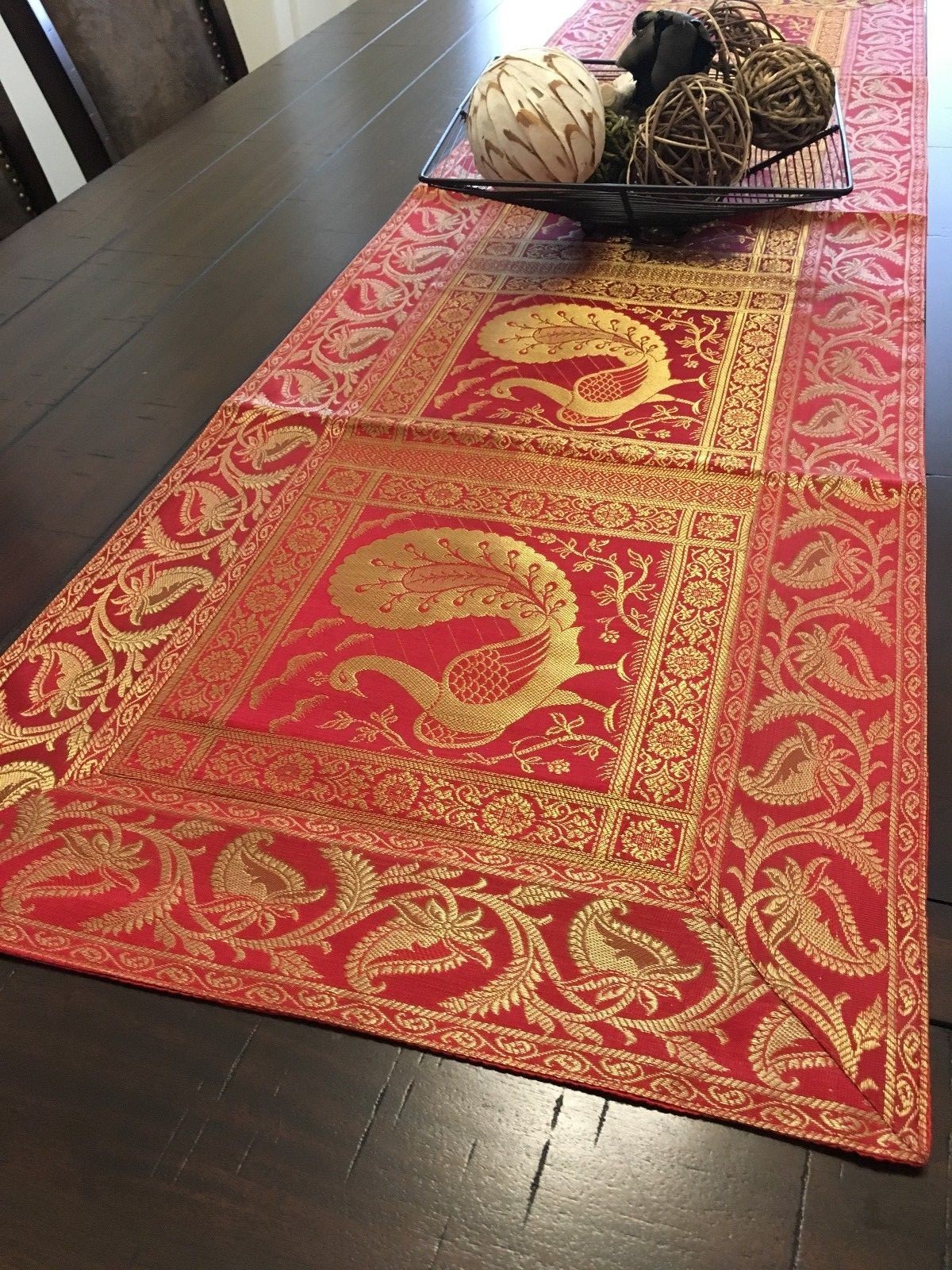 Table Runner Silk Tapestry 60 Inch Runner Mandala Peacock Elephant Decor Gift gallery