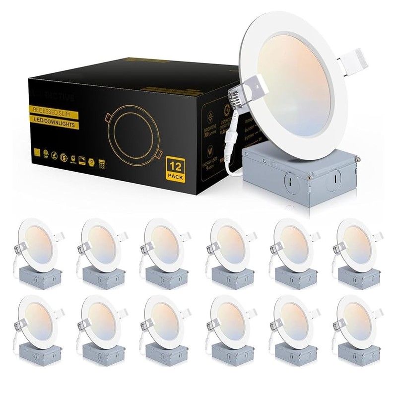 6 Inch 5CCT Dimmable LED Downlights, 24-Pack, Adjustable 2700K-5000K, 12W 1050LM gallery