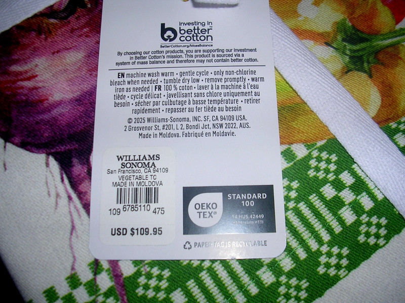 WILLIAMS SONOMA GARDEN VEGETABLE TABLECLOTH 100% COTTON 70X108 INCHES NEW W/TAGS gallery