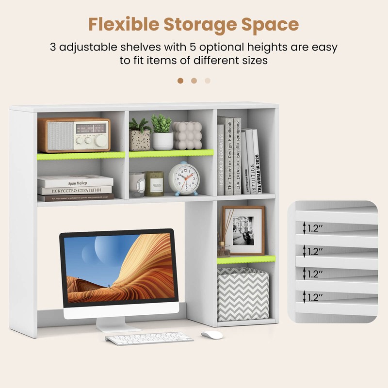 Desktop Bookshelf w/ 7 Open Cubbies & 3 Adjustable Shelves for Home Office Dorm gallery