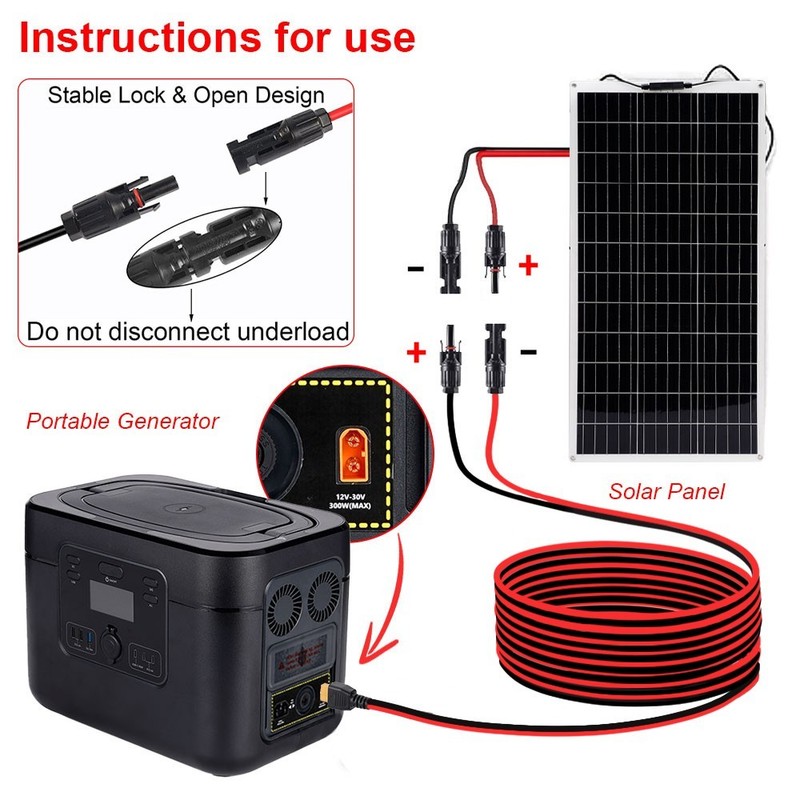 10ft Solar Panel Extension Cable Wire XT60 Female to Solar Connectors Cord 12AWG gallery