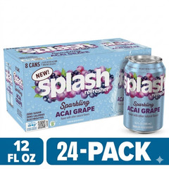 SPLASH Refresher Acai Grape Sparkling Water 12oz Cans 24 Pack