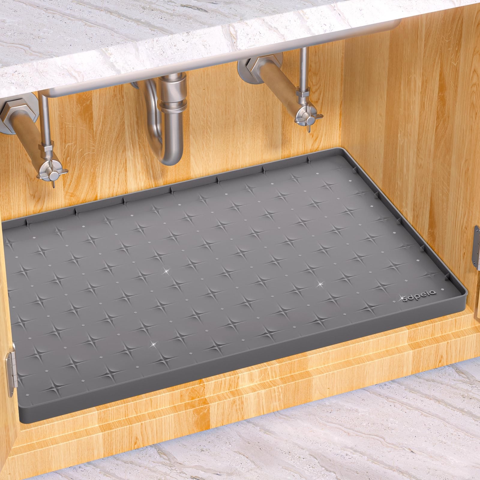 Sdpeia Under Sink Mat 34"×22" Waterproof Silicone Cabinet Liner & Sink Protec... gallery