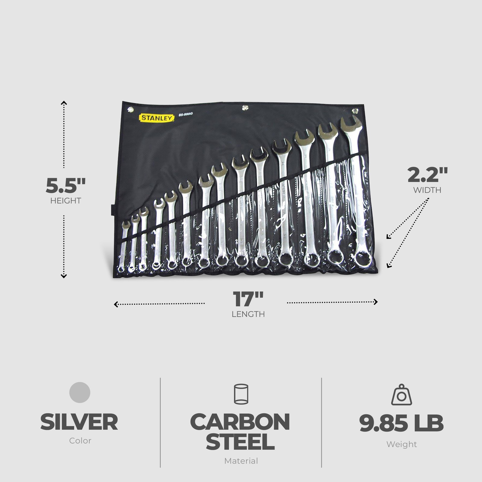 Master Mechanic 14 Piece Nickel Chrome Plated Finish SAE Combination Wrench Set gallery