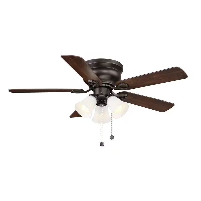 Ceiling Fan LED Light 44 Inch Flush Mount Oiled Bronze Reversible Blades gallery