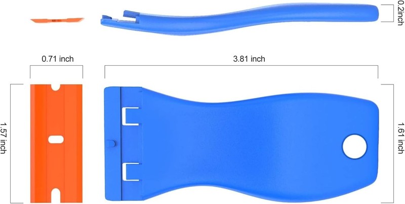 Plastic Razor Blade Scraper 4 Pcs and 120 Pcs Blades, Remove Label Decal Tool. gallery