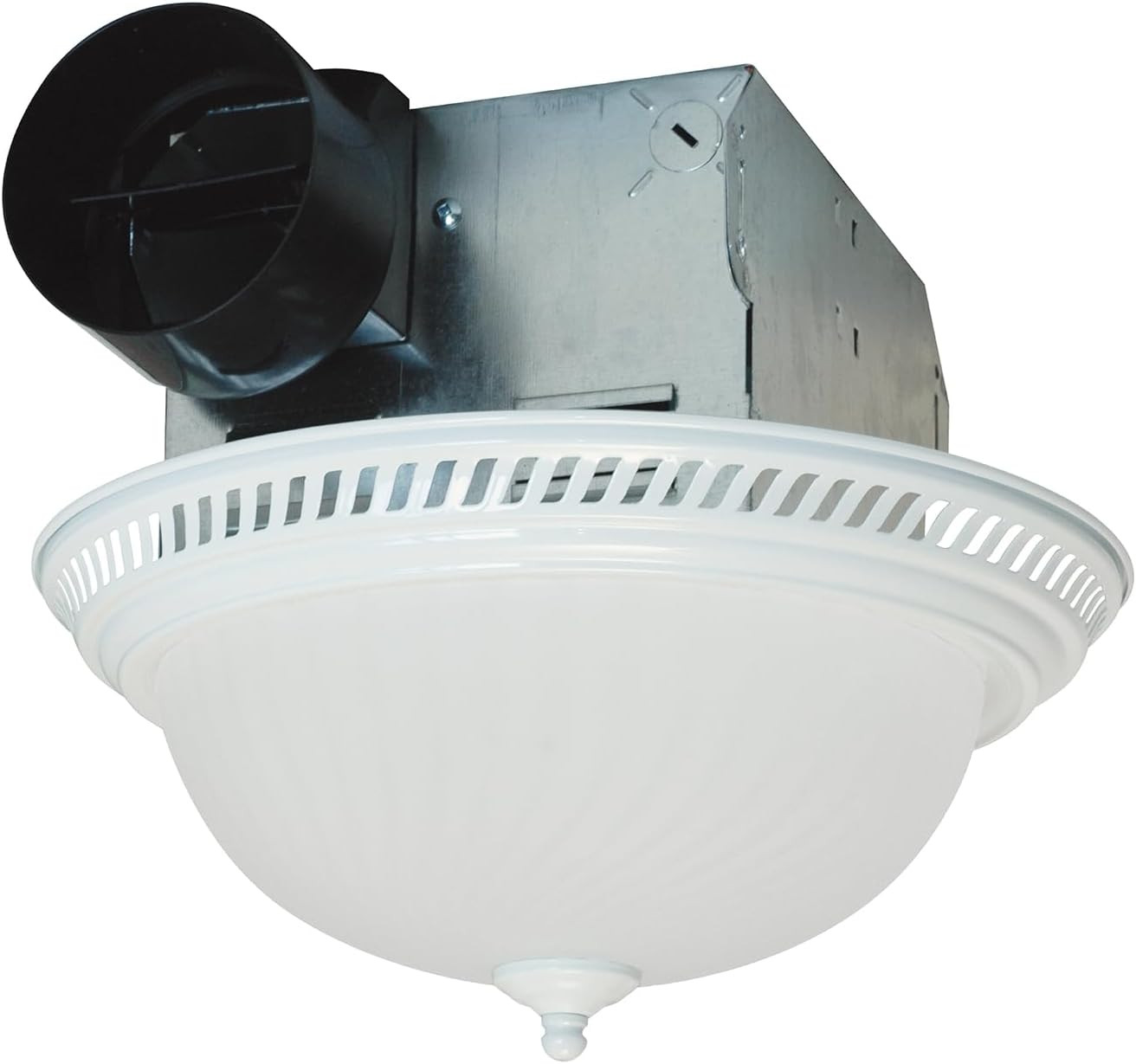 Quiet 70-CFM Decorative Round Bath Fan with Light - White Finish gallery