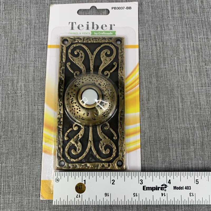 Vtg CRAFTMADE TEIBER Doorbell Pushbutton Burnished Brass With LED Light Ornate gallery