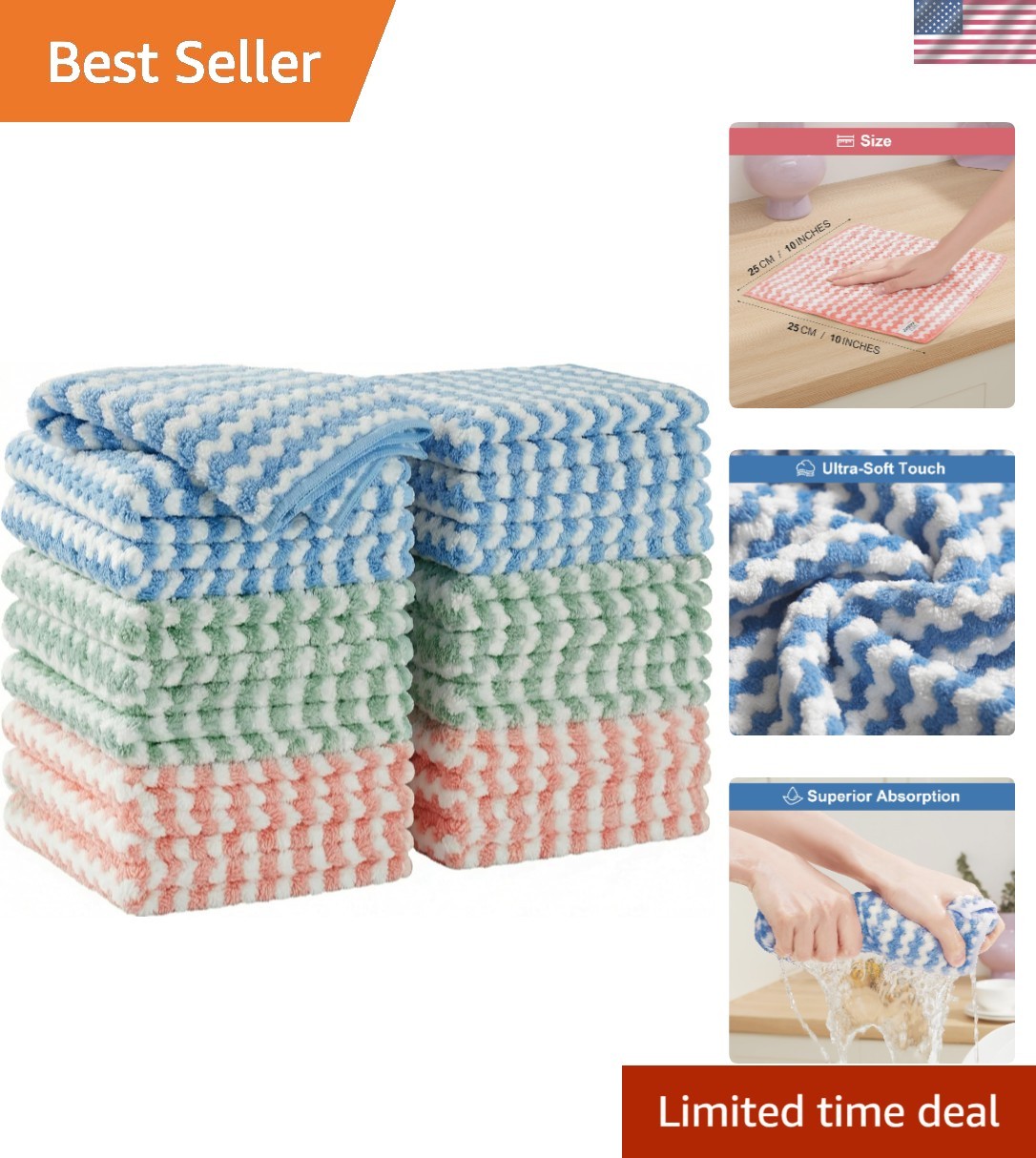 Streak-Free Microfiber Towels - 18 Assorted Colors for Efficient Cleaning gallery