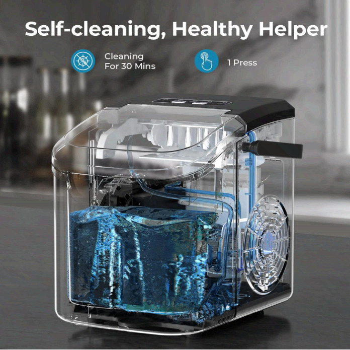 Countertop Ice Maker Machine, 8 Ice Cubes in 6 mins, 26lb/Day Ice with 2 Sizes gallery