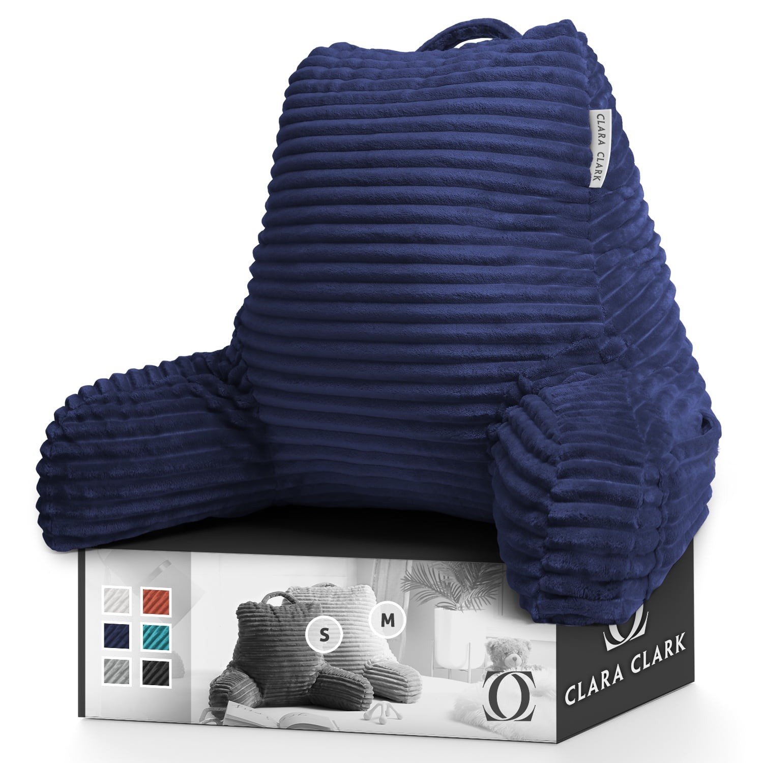 Backrest Reading Pillow,Shredded Memory Foam Bed Rest Pillow,Medium,Navy Blue gallery