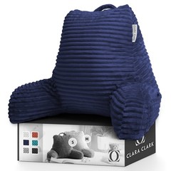 Backrest Reading Pillow,Shredded Memory Foam Bed Rest Pillow,Medium,Navy Blue