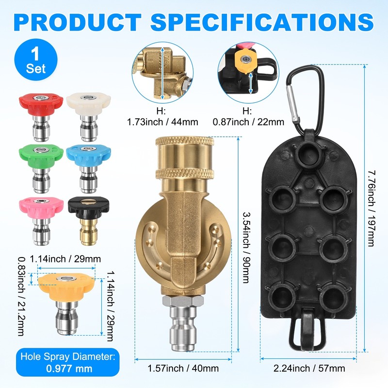 Pivoting Coupler Kit 240 Degree with 7 Angles, 7 Spray Nozzle Tips, 2.5GPM gallery