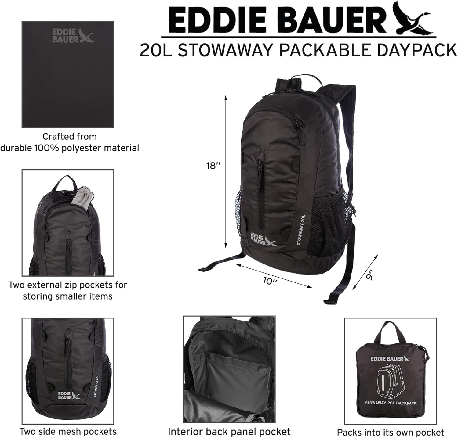 Stowaway Packable Backpack | Travel | Outdoor | Lightweight | Foldable | Durable 2