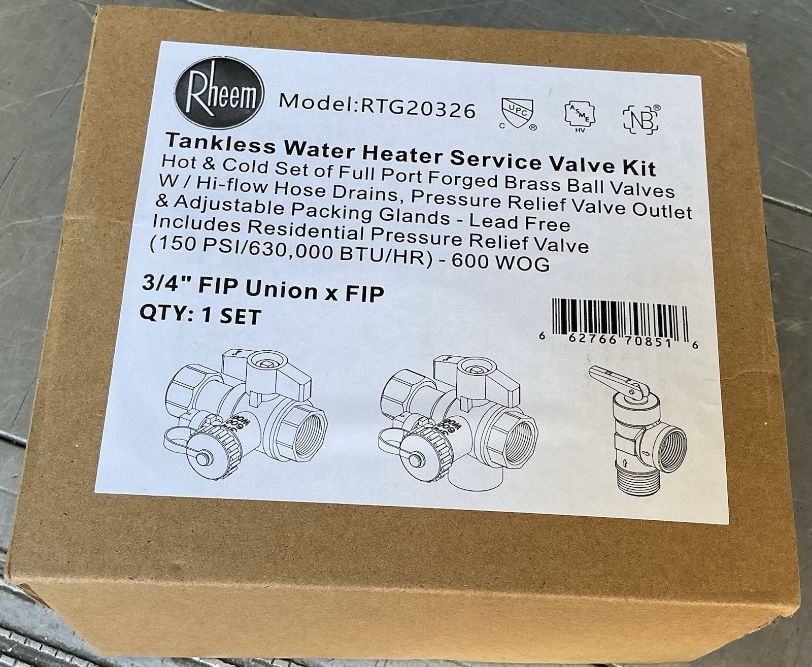 Rheem Brass Service Valves for Tankless Water Heaters RTG20326 New Open Box gallery