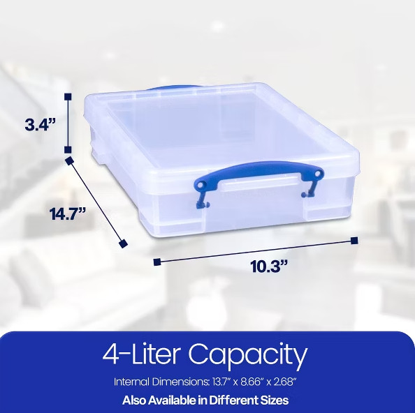 Really Useful Box 4L Storage Container with Lid and Clip Lock Handles, (3 Pack) gallery