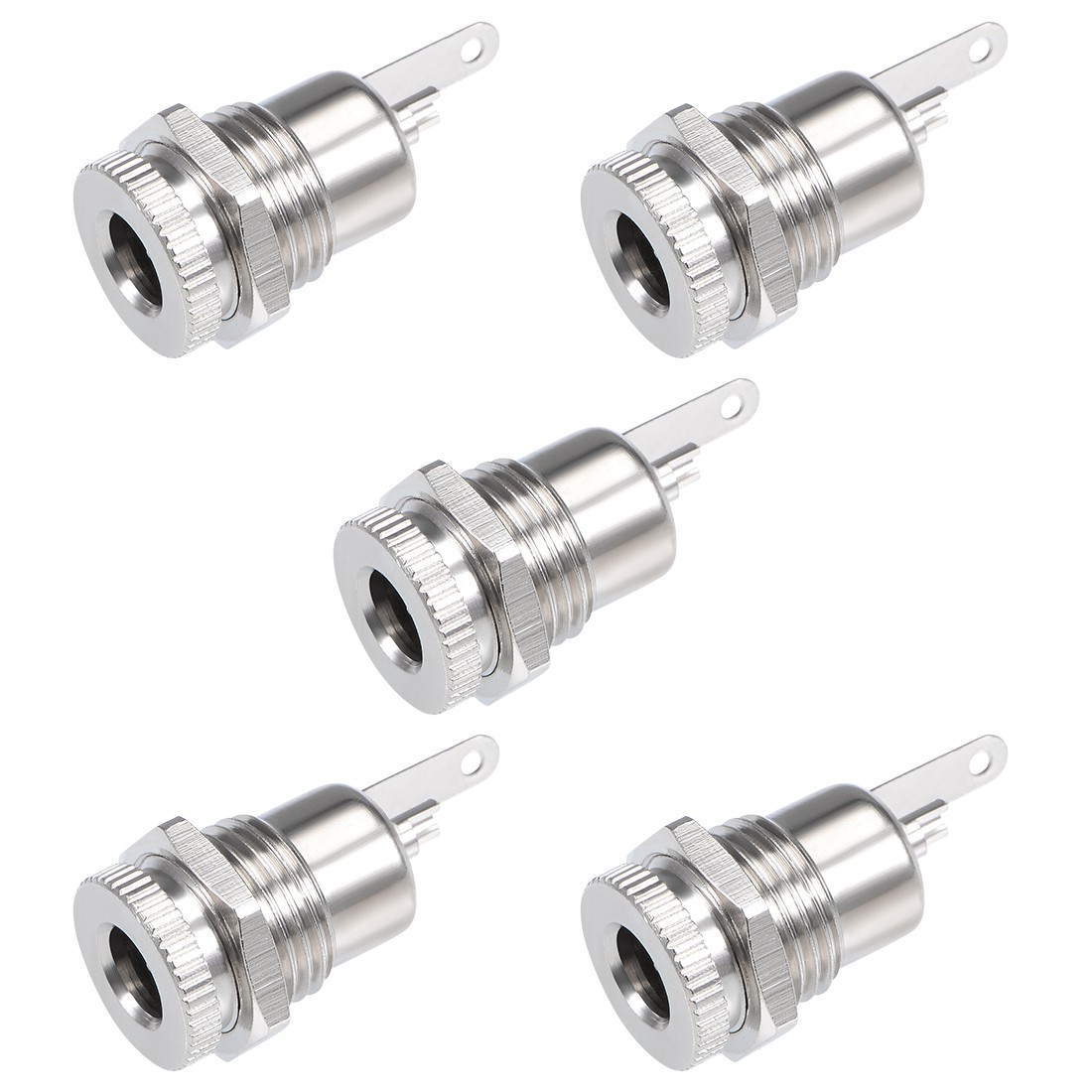 5Pcs Panel Mount DC Connector Power Socket Female 5.5mm x 2.5mm Silver Tone gallery