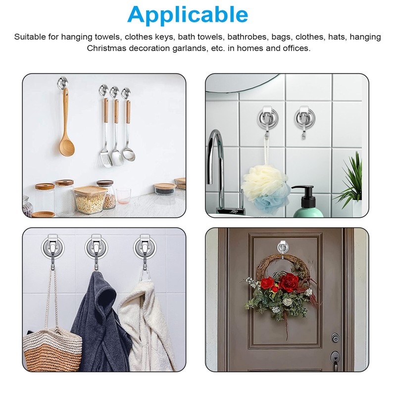 2Pcs Heavy Duty Suction Cup Hooks Wall Down Hanger Bathroom Door Garland Holder gallery