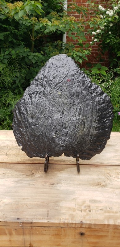 Hand Painted Cement Leaf Casting Garden Art 17x17 9lbs Beautiful Indoors Too gallery