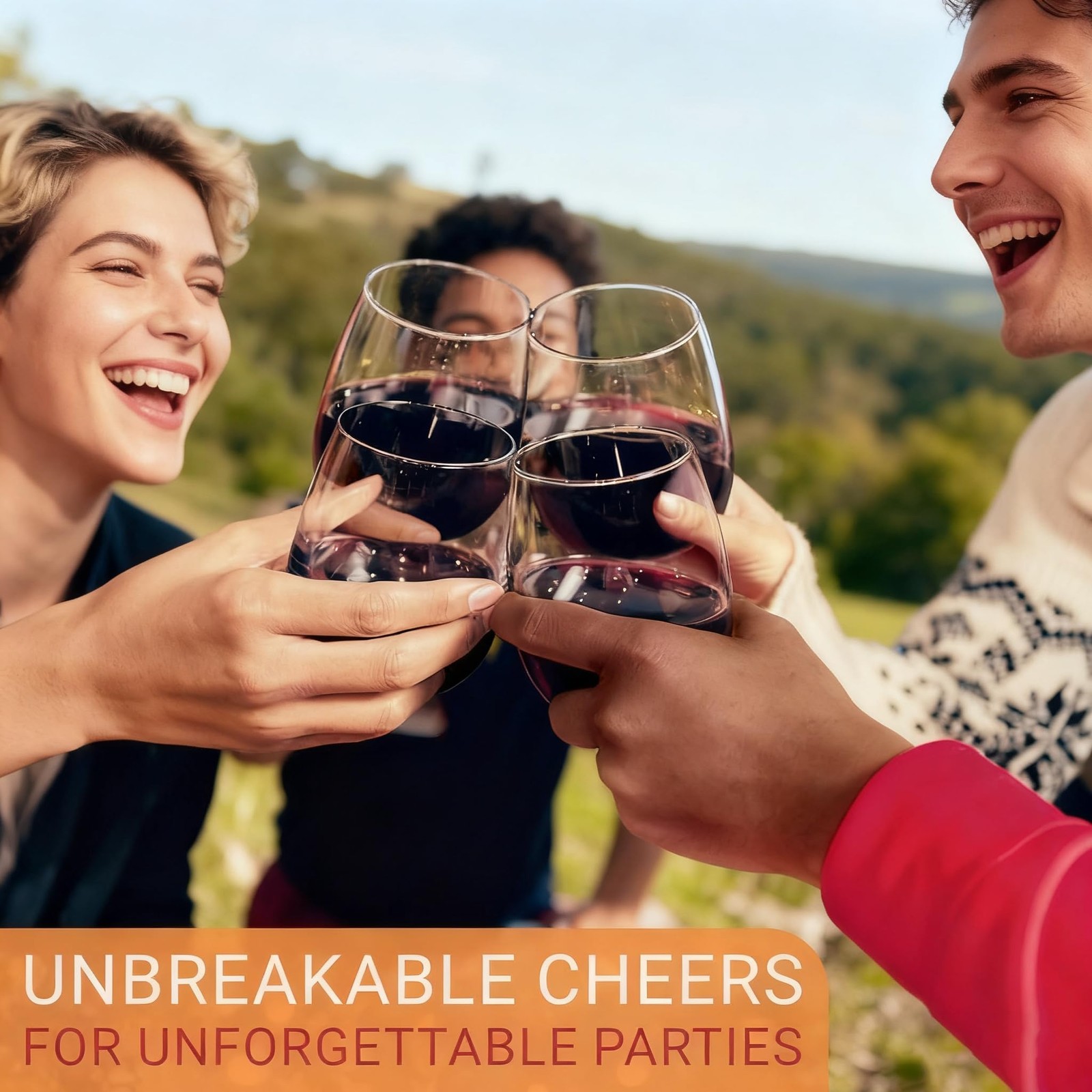 6 Pack Unbreakable Tritan Plastic Wine Glasses, 16 oz Reusable Stemless Wine ... gallery